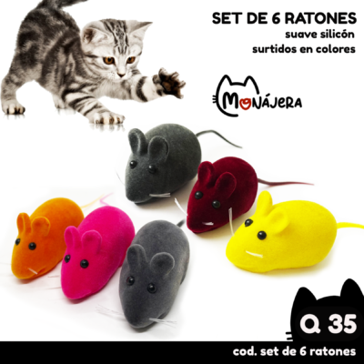 Set de 6 Ratones de Silicón