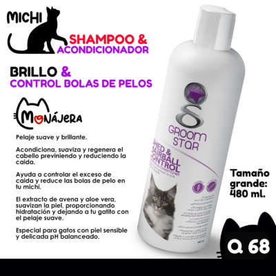 Shampoo Groom Star Brillo y Control Bola de Pelos
