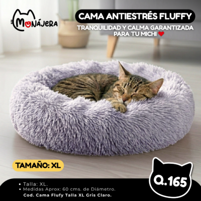 Cama Fluffy Color Gris Claro