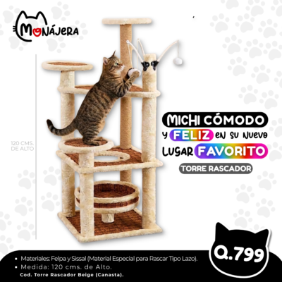 Torre Rascador Canasta Beige con Café