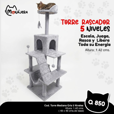 Torre Rascador Mediana Gris 5 Niveles