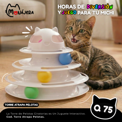 Torre Atrapa Pelotas Cabeza de Gato Rosado